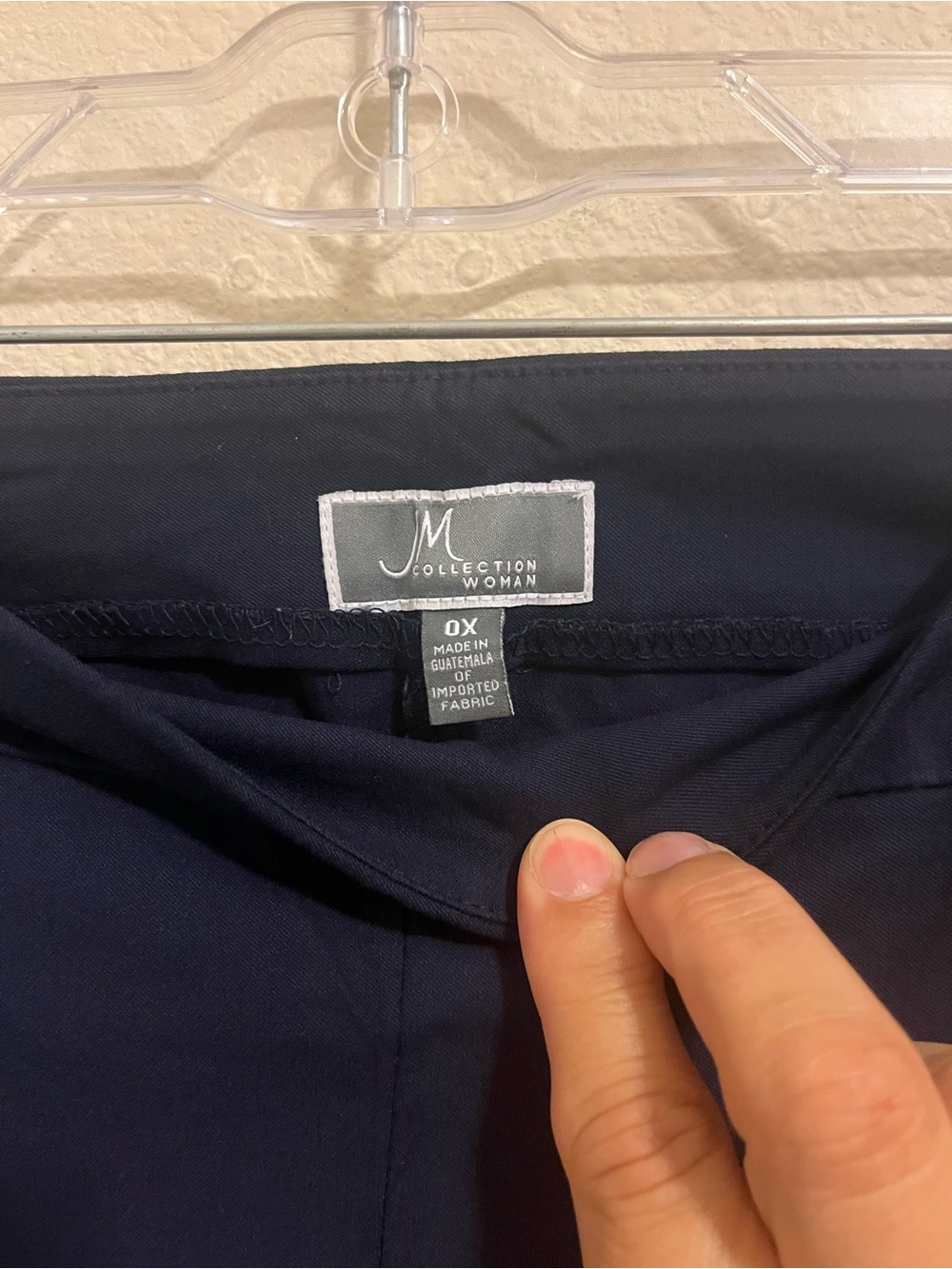 JM Collection Women Navy Cropped Ponte Pants with Hook Hem Detail - Picture 4 of 5
